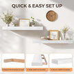 36x6.8x2 Inch Rustic Floating Shelves for Wall Set of 2 - White Solid Wood Wall Mounted Shelves with Invisible Bracket, Extended Design for Farmhouse Living Room Bedroom Kitchen Decor