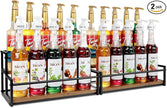 2 Pack Coffee Syrup Organizer Stand, 2-Tier Syrup Holder Rack for Coffee Bar Accessories & Liquor Bottle Display Shelf, Space-Saving Coffee Station Organizer for Syrup, Liquor, Dressing