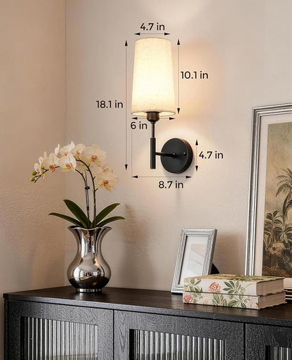 Battery Operated Wall Sconce, 13000mAh Wall Sconces Set of Two Battery Operated, Wireless Sconces Set of 2, Rechargeable Sconce with Remote, No Wire Wall Lamp/Light for Bedroom, Black