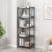5 Tier Bathroom Storage Open Shelf Unit, Free-Standing Metal Corner Rack Shelving for Kitchen, Living Room, Hallway (Black, Wider 5 Tier)