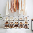 SONGMICS Shoe Rack with 16 Cubes, Interlocking Plastic Shoe Organizer, DIY Storage Cabinet for Closet Entryway Bedroom Garage, Space Saving Design, 12 x 35.1 x 27.2 Inches, Transparent ULPC445W02