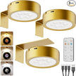 Wireless Rechargeable Above Picture Lights for Wall, 3 Pack 2600mAh Battery Art Light for Paintings Cordless Over Photo Frame Lights LED Gallery Lamp Remote Magnetic Puck Lighting for Poster Artwork