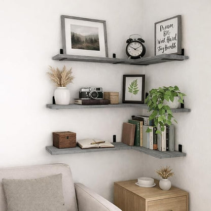 Floating Shelves Set of 6, Wooden Floating Shelves for Wall Decor, Farmhouse Shelf for Bedroom, Wall Mounted Bathroom Storage Shelves, Floating Book Shelves for Living Room