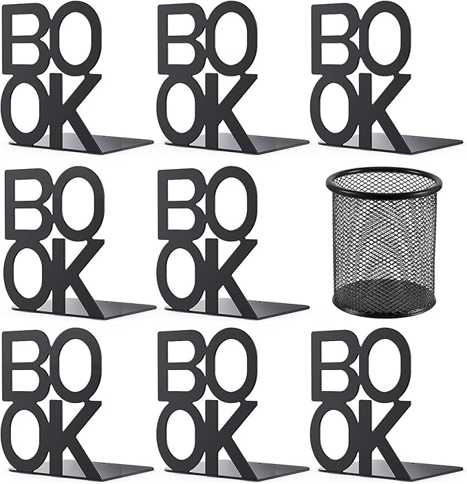 4 Pair Book Ends, Bookends, Book Ends for Shelves, Bookends for Shelves, Bookend