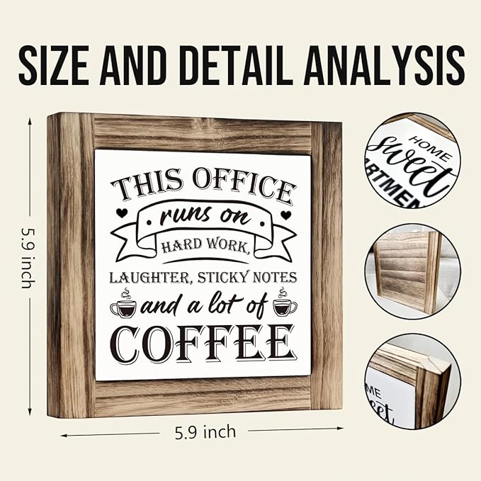 Easy Vibe Office Decor - Inspirational Wooden Box Sign, 5.9 * 5.9 inches