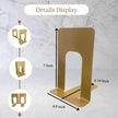 Alessk 4 Pieces Gold Bookends for Shelves, Heavy Duty Metal Bookends Supports Heavy Books, Decorative Gold Stops for Home or Office Decoration - 2 Pairs
