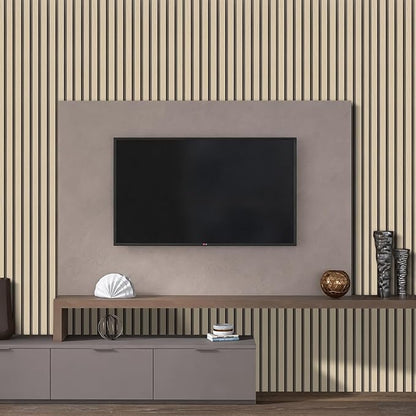 Arthome Wood Slat Wallpaper 17''x393'' Peel and Stick self Adhesive Wood Wallpaper PVC Vinyl Decorative Removable Wallpaper Waterproof Faux Wood Grating Stripe Contact Paper for Living Room (Oak)