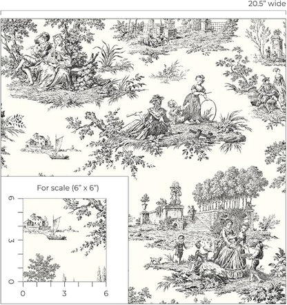NextWall Chateau Toile Peel and Stick Wallpaper (Inkwell)