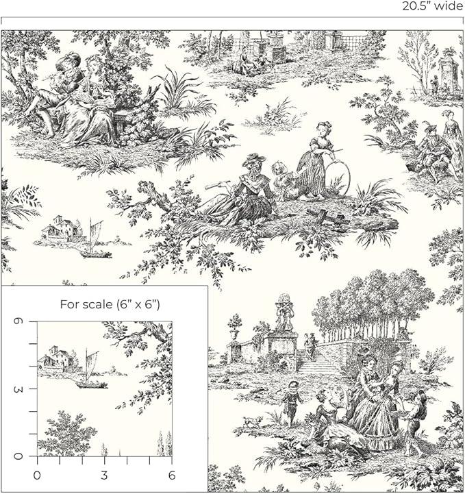 NextWall Chateau Toile Peel and Stick Wallpaper (Inkwell)