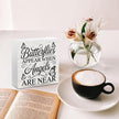 Rustic Religious Sympathy Quote Wood Box Sign Butterflies Appear When Angels are Near Wooden Box Sign Home Desk Shelf Decor Christmas Birthday Gifts for Women Friends Family