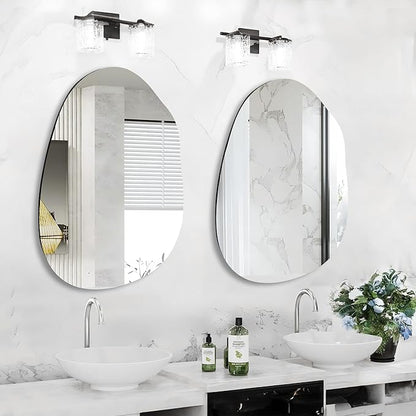 Irregular Wall Mirror 24x36 Inch,Asymmetrical Frameless Bathroom Mirrors with Tempered Glass for Bathroom Living Room Bedroom,Decorative Modern Wall Decor