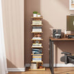 TUTOTAK Narrow Bookshelf, 8-Tier Bookcase, Spine Book Shelf for Small Space, Corner Standing Shelf for Living Room, Office, Study, Entryway, Natural BS06BN008