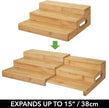 mDesign Bamboo Adjustable, Expandable Spice Rack Organizer with 3 Levels Storage for Kitchen Cabinet, Countertop, Pantry Shelf - Holds Spice Jars - Echo Collection - Natural