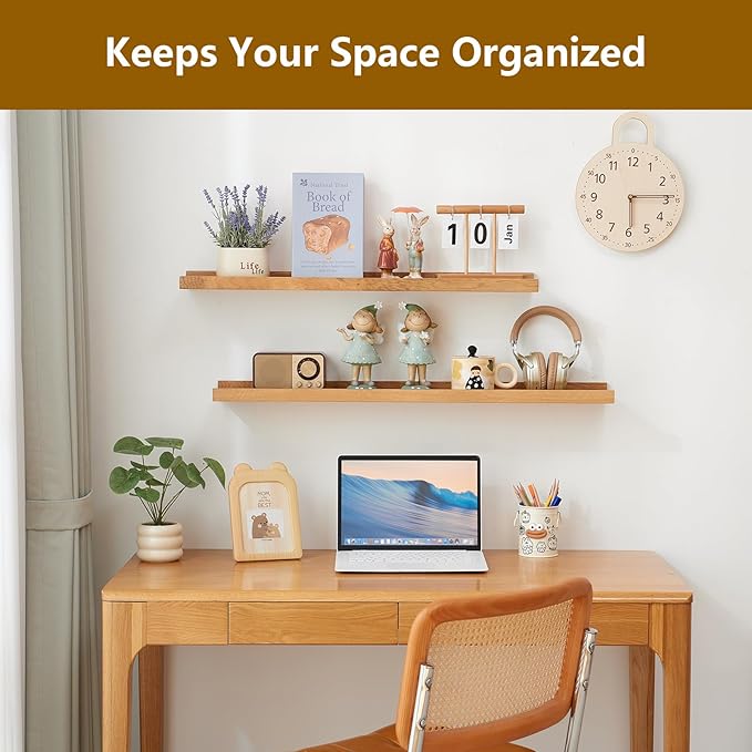 Oak Floating Shelves for Wall 24 Inch (Upgrade Width 6