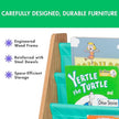 Humble Crew 4-Tier Kids Bookshelf, Natural Wood/Seafoam Green - Premium Book Shelf for Kids Rooms with Four Deep Pockets - Toddler Sling Book Rack with Deep Sleeves, Nursery Bookcase Organizer