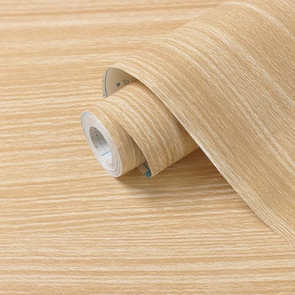 Heroad Brand Natural Wood Contact Paper for Cabinets Light Wood Grain Contact Paper Decorative Self Adhesive Wood Wallpaper 17.71 inch x59 inch /Roll
