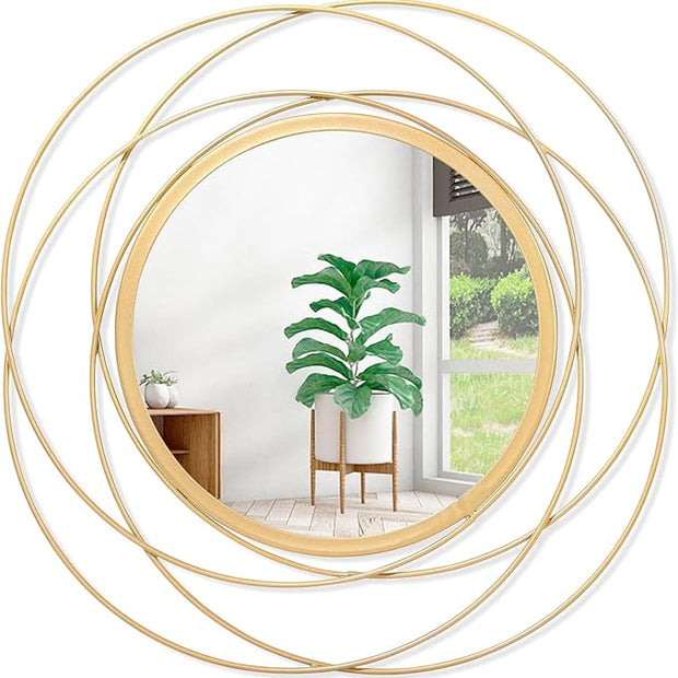 Mirrors for Wall Gold Circular Art Classic Metal Iron Frame Wall Mirror Decor Living Room Bedroom Bathroom Office Farmhouse Entryway Small 12” x 12”