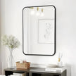 Fabuday Black Bathroom Mirror for Over Sink - 24x36 Wall Mirror with Matte Metal Frame, Big Rounded Rectangular Vanity Mirrors for Bedroom, Living Room, Entryway, Horizontally/Vertically
