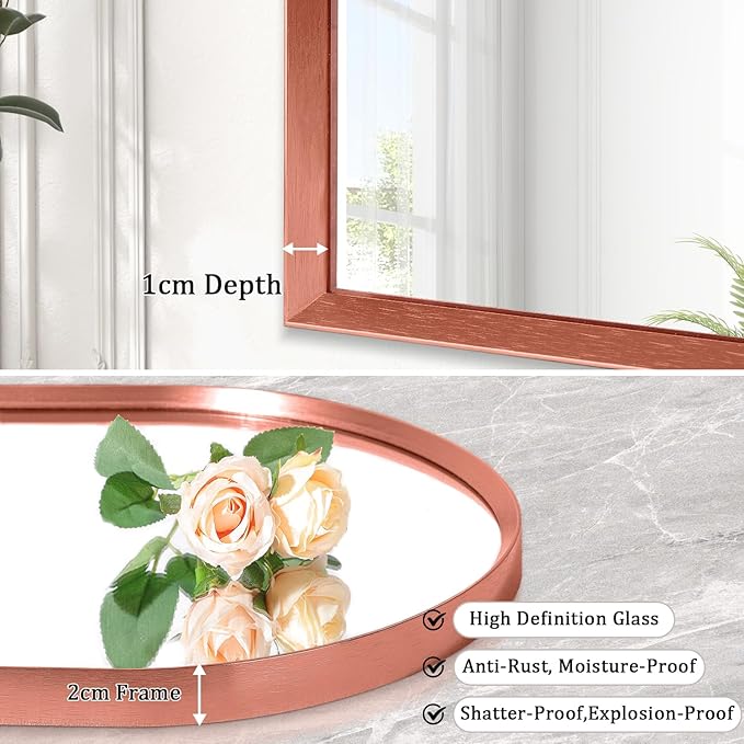 Arch Wall Mirror Aluminum Alloy Frame Bathroom Wall Mirror for Vanity Living Room, Bedroom Entryway Room Home Decor 20