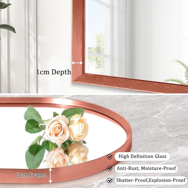 Arch Wall Mirror Aluminum Alloy Frame Bathroom Wall Mirror for Vanity Living Room, Bedroom Entryway Room Home Decor 20"x16"