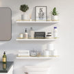 WOPITUES Floating Shelves 24 inch with Gold Metal Guardrail, Shelves for Wall Decor Set of 3, Wall Shelves for Bedroom, Bathroom, Kitchen, Living Room, Plants, Picture Frames, Art- White and Gold