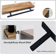 24 Inch Floating Shelves, Bathroom Wooden Shelves for Wall Mounted, Rustic Farmhouse Floating Shelves, Solid Wood Wall Shelves for Storage, Set of 2, Carbonized Black