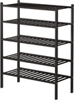 5 Tier Bamboo Shoe Rack for Closet Free Standing Wood Shoe Shelf for Entryway Small Space Stackable 27