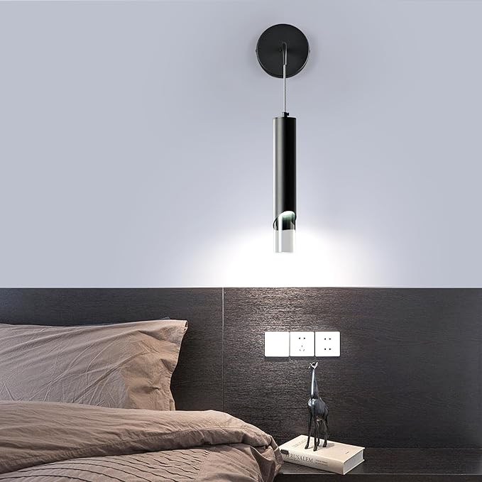 Black Wall Sconces Set of Two Modern LED Wall Lights Acrylic Wall Lighting Bathroom Vanity Light Fixture Indoor Wall Fixture for Bedroom Bedside Corridor Hallway Living Room