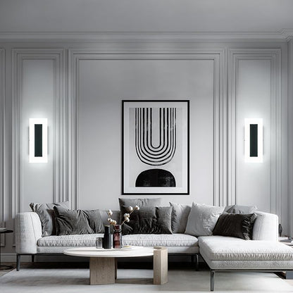 LMQNINE Modern Dimmable LED Wall Sconces Set of Two with 10%-100% Brightness Wall Light 9W 6000K Acrylic Black Wall Sconces Wall Lighting for Bedroom Living Room Hallway Staircase Corridor