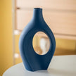 Snuggle Hollow Ceramic Vase Set of 2, 11Inch Nordic Modern Boho ins Style Decorative Ceramic Aesthetic Flower Vases for Home Decor Living Room Shelf Table Decorative (Matte Navy Blue)
