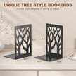 VFINE 8-Piece Metal Bookends for Shelves, Black Tree Book Ends for Books, Decorative Desk Book Organizer, Non-Skid Shelve Bookends for Home Office Shcool Supplies