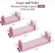 SRIWATANA Floating Shelves Wall Mounted, Solid Wood Wall Shelves, Pink