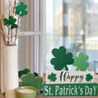 Happy St. Patrick's Day Table Decor Shamrock Home Office Wooden Table Top Decor Centerpiece Decorations for Tiered Trays Shelf Coffee Bar Mantle Windowsill