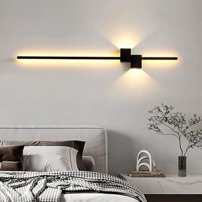 Linear Wall Light Fixture, 36" Hardwired Black LED Strip Wall Sconce, Nordic Minimalist Wall-Mounted Lamp for Living Room, Bedroom, Hallway