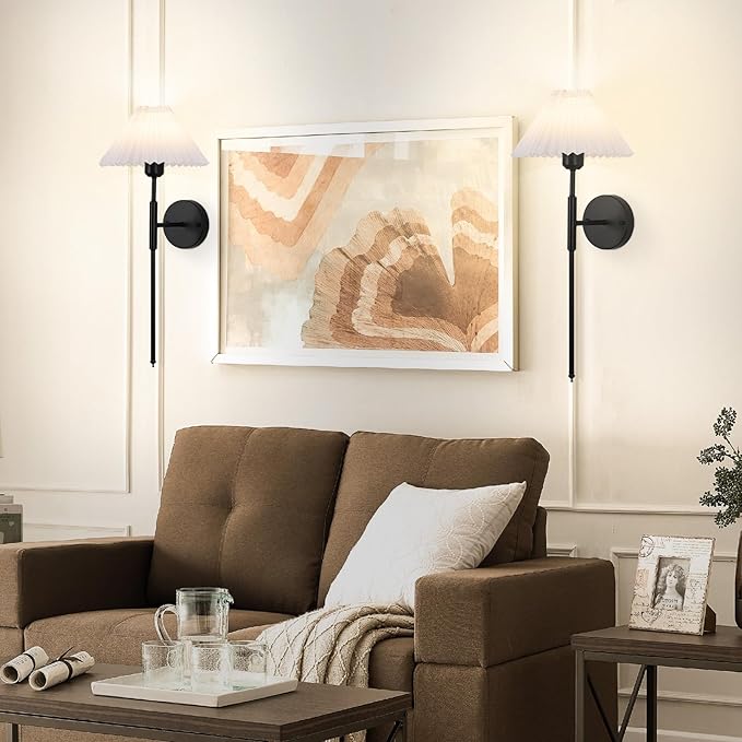 Battery Operated Wall sconces Set of Two,Rechargeable Wall Lights with Remote Control,Wireless Wall Sconce Dimmable,15 Color Changing,Black Battery Wall Lamp for Bedroom Living Room Hallway