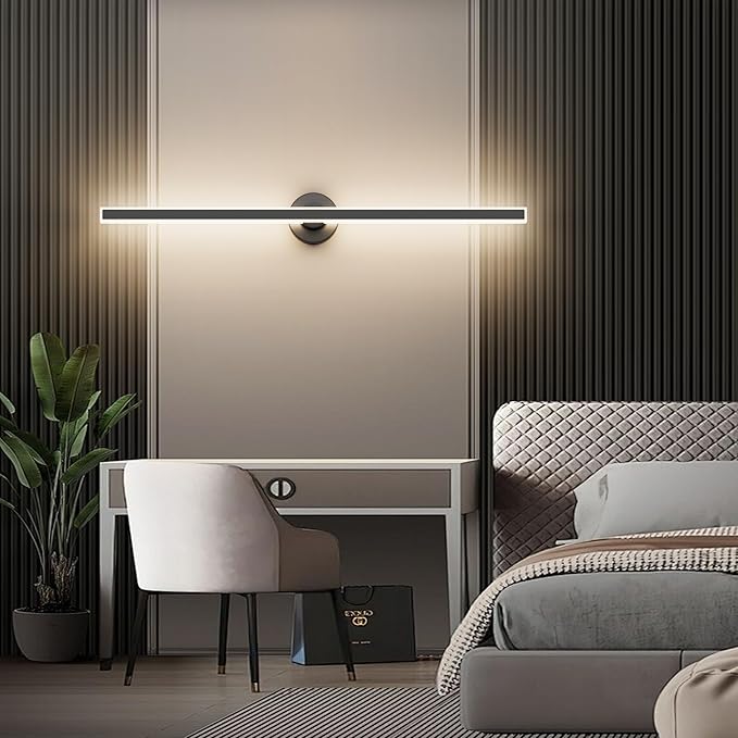 Modern Black Vanity Light, 39.37 inch 5 Colors Wall Sconce Dimmable, LED Bathroom Light Fixtures for Mirror