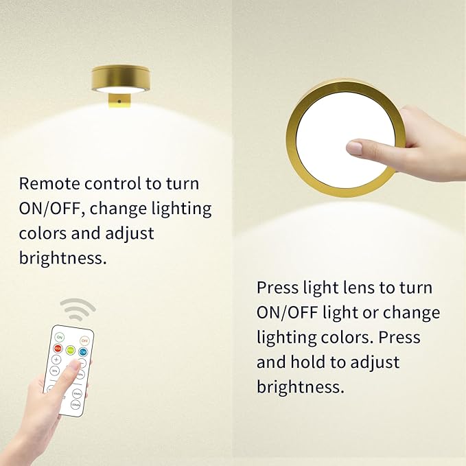 6pcs Wall Picture Light Battery Operated, Painting Light with Remote, Wall Picture Lighting Wireless Indoor with 3 Lighting, Art Display Led Lighting Brightness Dimmable for Frame Gallery Portrait