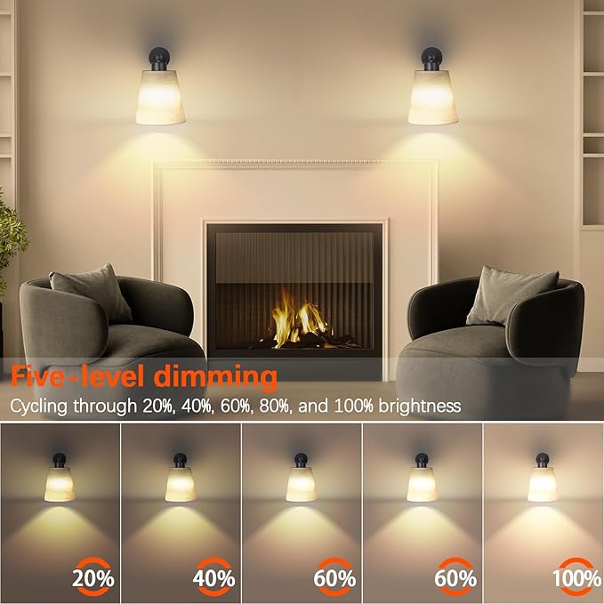 Battery Operated Wall Sconce Set of 2,Gold Rechargeable Wall Lights with Lampshade Dimmable RGB Bulbs and Remote,15 Colors Wireless Wall Lamps for Bedroom Living Room (Black)
