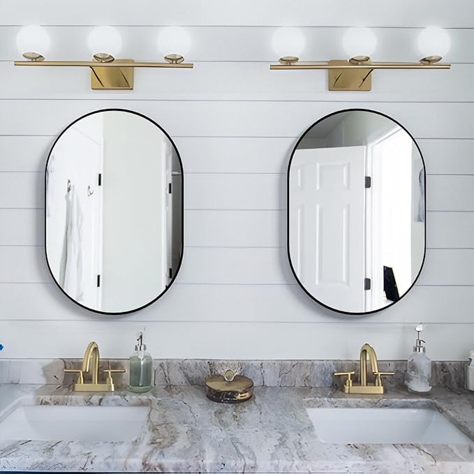 2 Piece Oval Bathroom Mirror Capsule Wall Vanity Mirror, 20