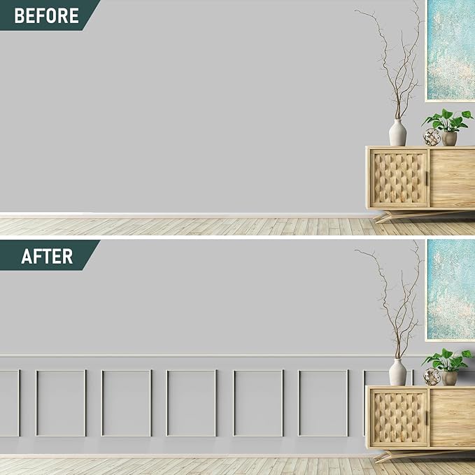Melkus Peel and Stick Wall Molding Kit, 3 Sets 20"x27" Precut Wainscoting Panels, Self Adhesive Molding Trims for Interior Wall Décor