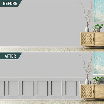 Melkus Peel and Stick Wall Molding Kit, 3 Sets 20"x27" Precut Wainscoting Panels, Self Adhesive Molding Trims for Interior Wall Décor