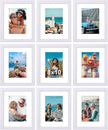 Vittanly 8x10 Picture Frames Set of 9, Shatter Resistant Plexiglass, Display 5x7 Pictures with Mat or 8x10 without Mat, Photo Frames for Wall or Tabletop, Engineered Wood, White