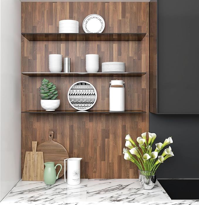 MelunMer Wood Peel and Stick Wallpaper Dark Wood Grain Contact Paper for Cabinets Self Adhesive Removable Wallpaper Faux Wooden Planks Contact Paper for Countertop Decorative 591 in L 15.7 in W