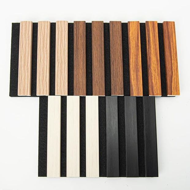 Art3d Acoustic Lightweight Slat Wall Panel, Waterproof Wood Textured Wainscoting Panel, Samples Pack - 5 Colors