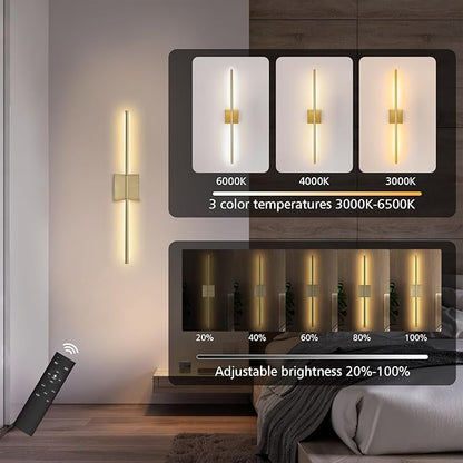 2 Pack Wall Sconces Battery Operated, Wall Sconces 3000K-6000K Dimmable Rechargeable Wall Sconce with Remote Control, 350°Rotate LED Wireless Wall Lights for Living Room, Hallway, Bedroom(Gold)