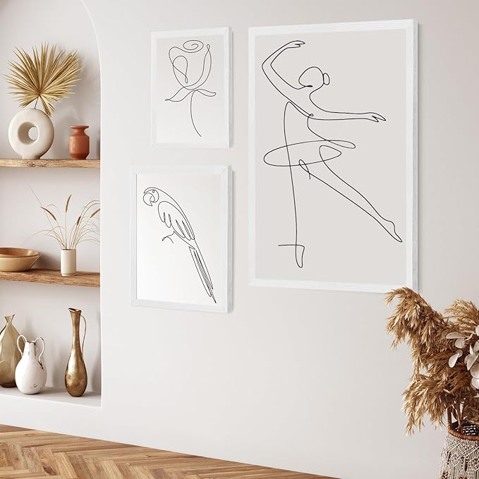 puthiac 24x36 Solid Oak Wood Picture Frame, No Mat, Wall Display Only, Vertical or Horizontal, Plexi Front, 1 Pack, White