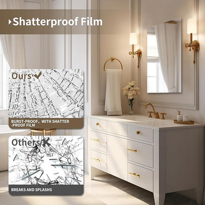 Mirrorons Bathroom Vanity Mirror 16" x 20", Frameless Mirror with Polished Edge, Hangs Horizontally or Vertically. Bathroom Mirror for Wall. Tempered Glass Upgraded Packing
