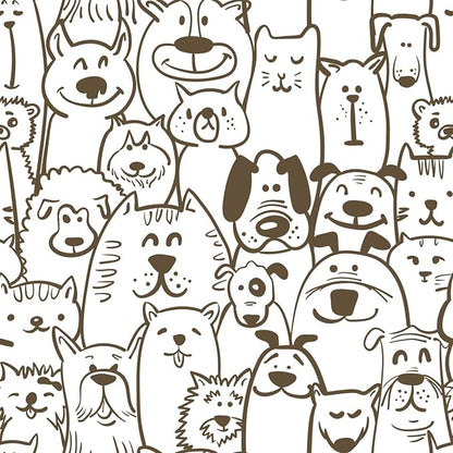 393"x17.3" Peel and Stick Wallpaper Modern Brown and White Wallpaper Dog Animal Contact Paper Textured Self Adhesive Removable Wall Paper for Nursery Kids Room Shelf Liner Vinyl Roll