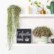HTBIG Wooden Decorative Box Sign - Rustic Black Coffee Themed Sign - 5.1 x 5.1 x 1.2 inches - Perfect for Home, Office, or Gifting