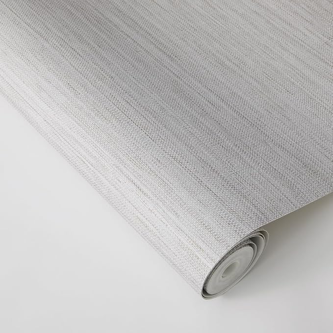 Tempaper Textured Pewter Grey Horizontal Faux Grasscloth Removable Peel and Stick Wallpaper, 20.5 in X 16.5 ft, Made in The USA